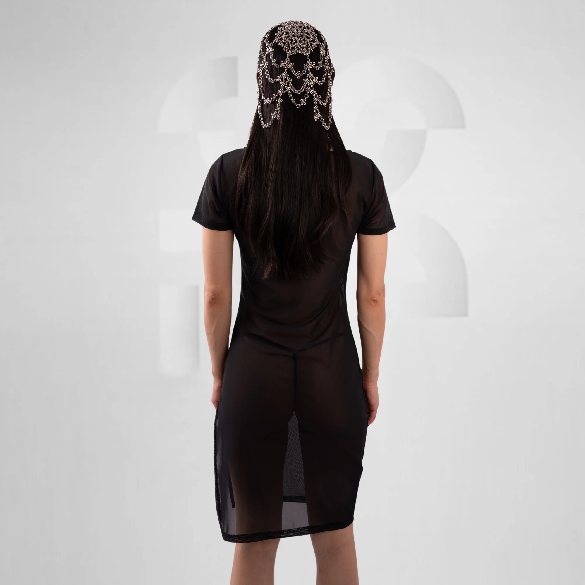 Basic Mesh Dress with Side Slit - Image 6