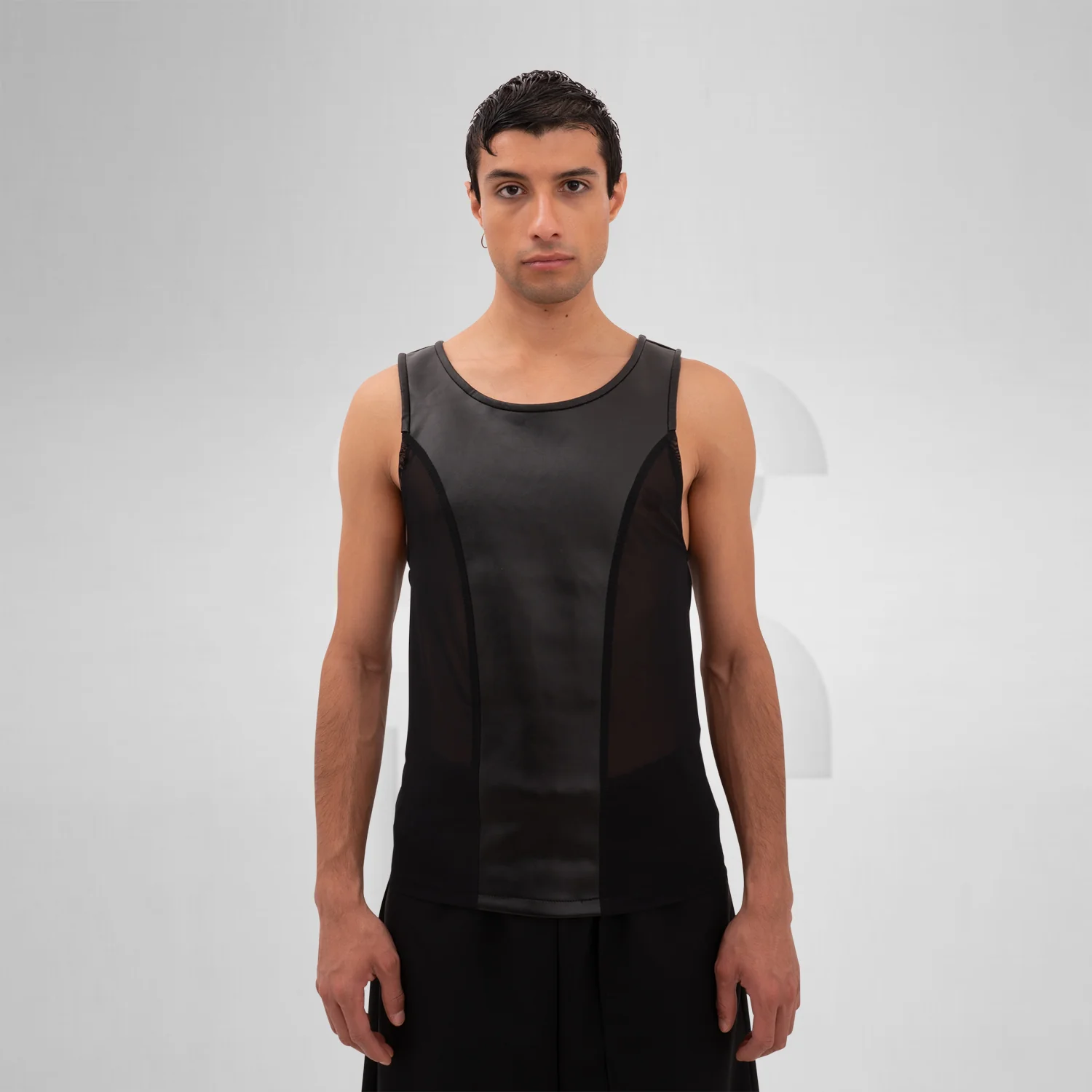 Cutting Edge Faux Leather Mesh Tanktop - Image 3