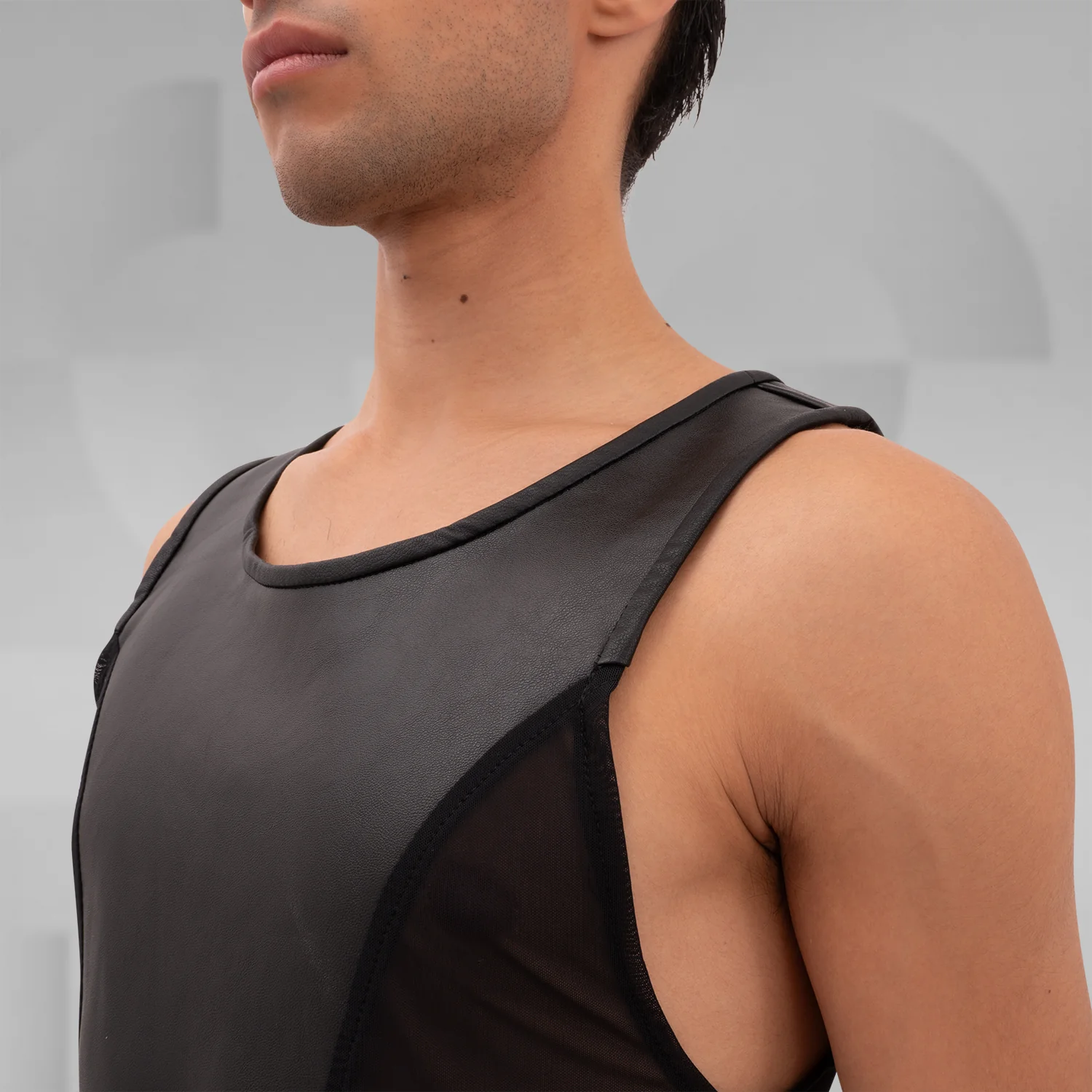 Cutting Edge Faux Leather Mesh Tanktop - Image 4