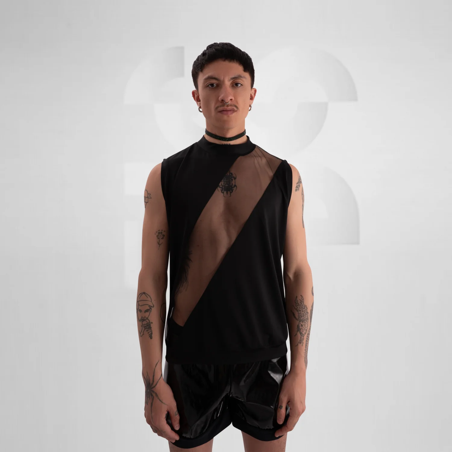 Diagonal Mesh Tank Top