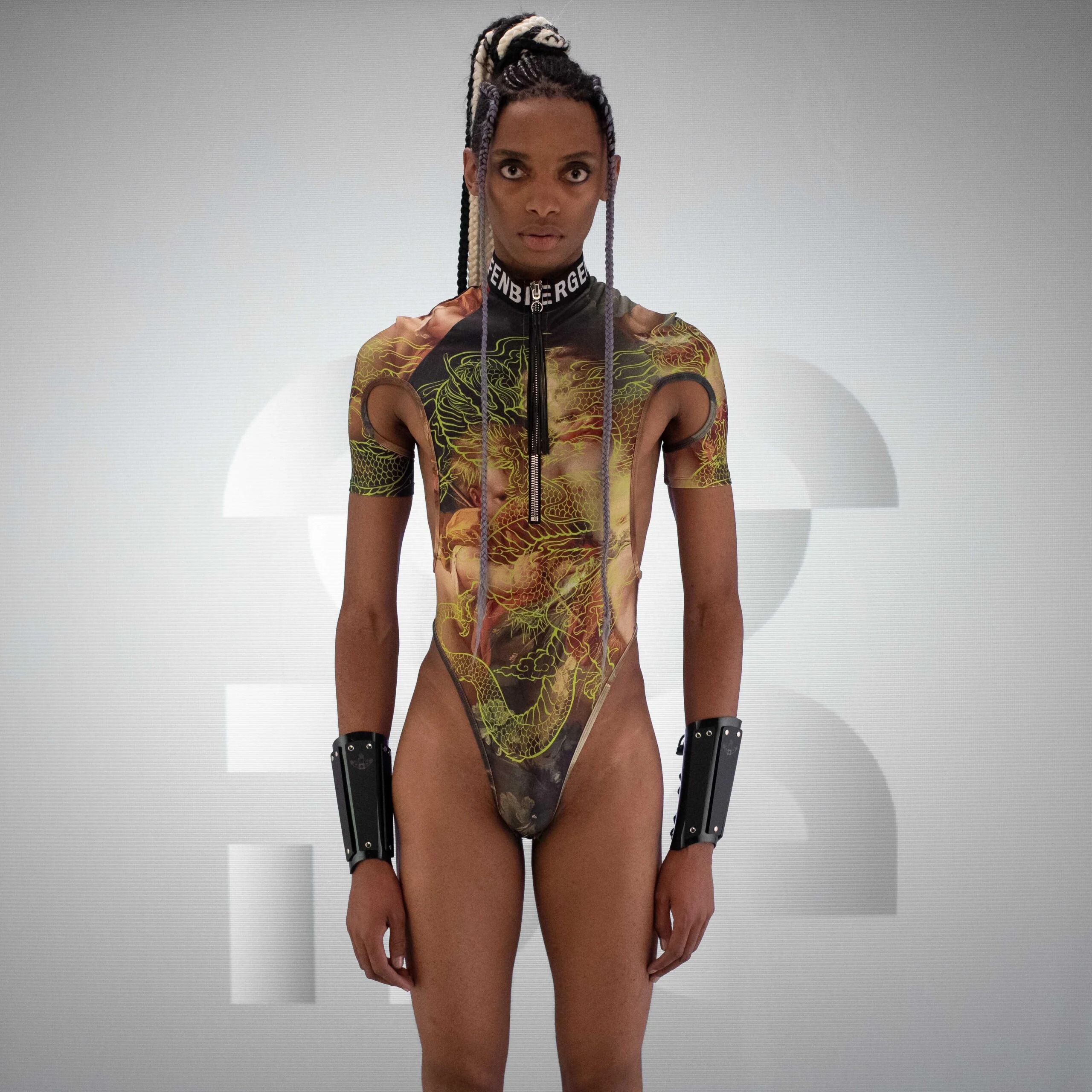 Neon Dragon High-Neck Thong Bodysuit - Image 3