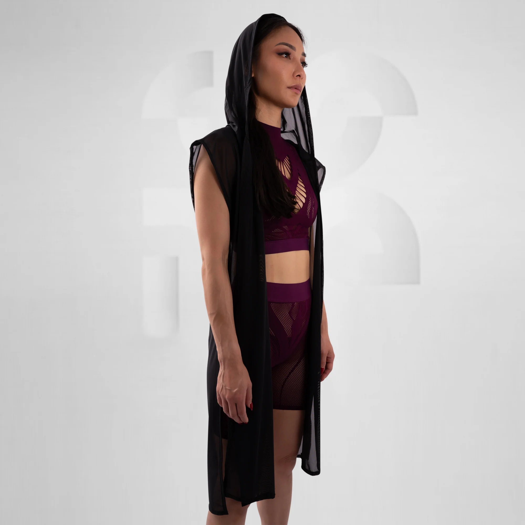 Hooded Mesh Cardigan - Image 2