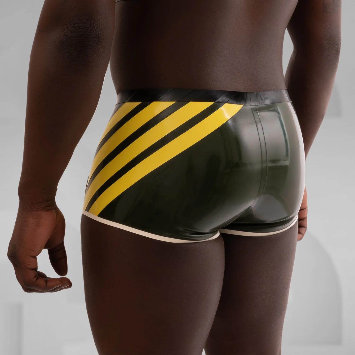Latex Sport Shorts With Stripes - Image 3
