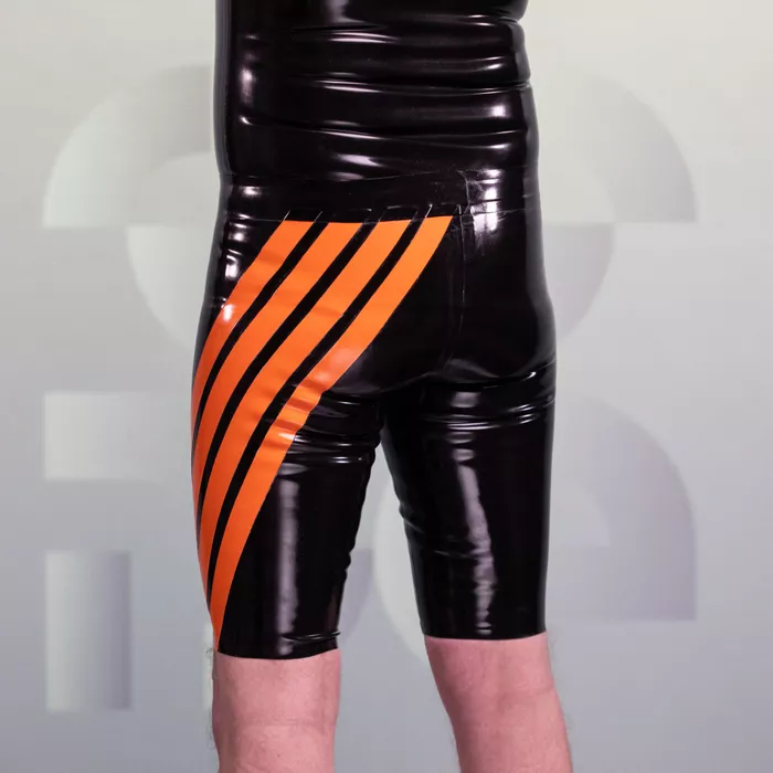 Long Latex Shorts With Stripes - Image 4