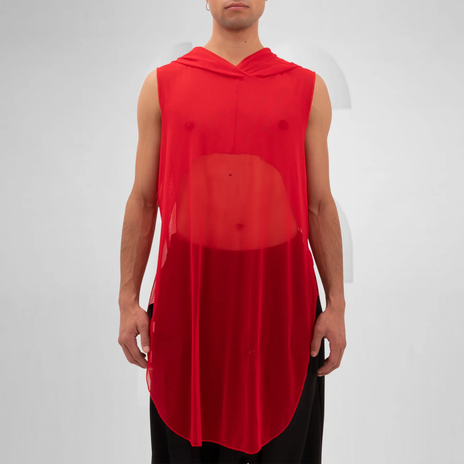 Mesh Avant-Garde Shirt with Hood - Image 3
