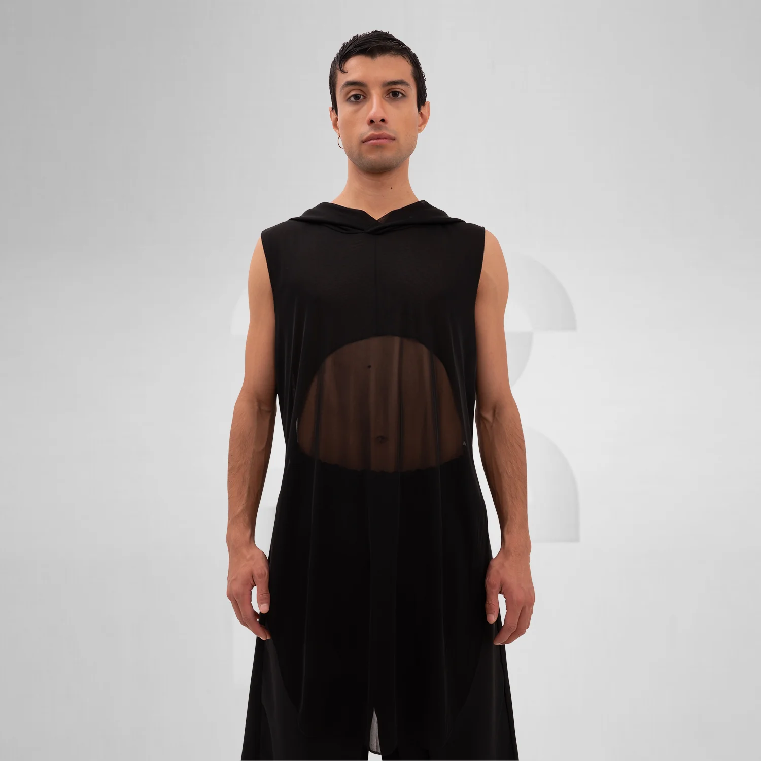 Mesh Avant-Garde Shirt with Hood - Image 5