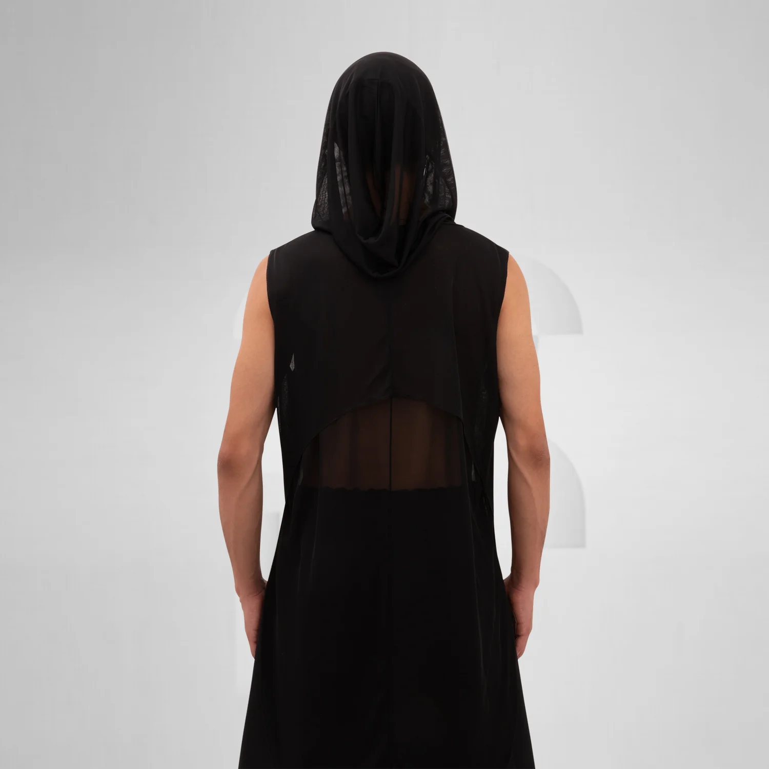 Mesh Avant-Garde Shirt with Hood - Image 8