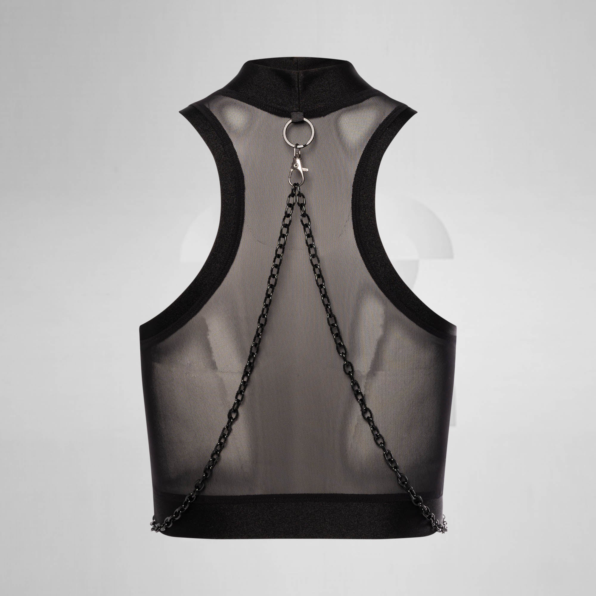 Mesh Crop Top with Chains - Image 3
