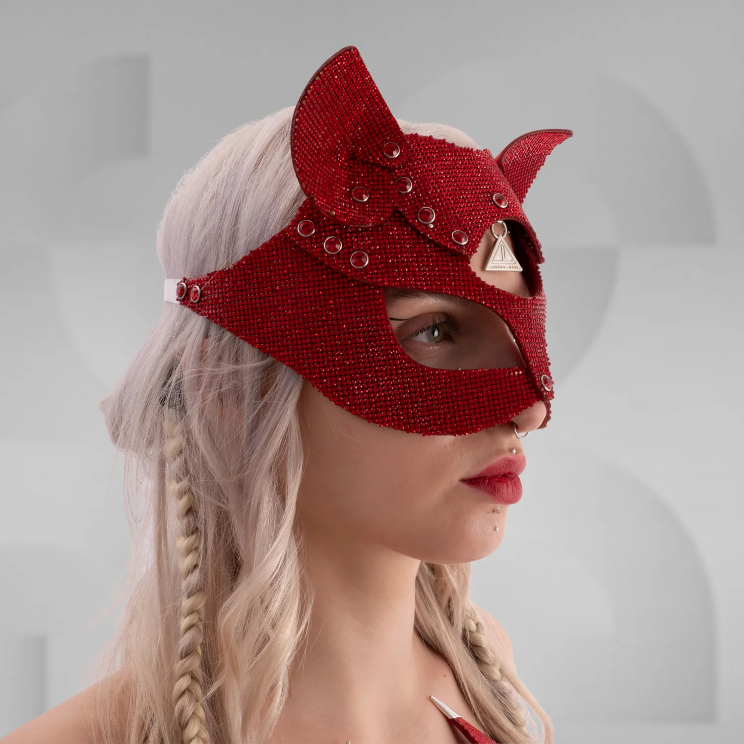 Rhinestones Playful Kitty Mask - Image 2