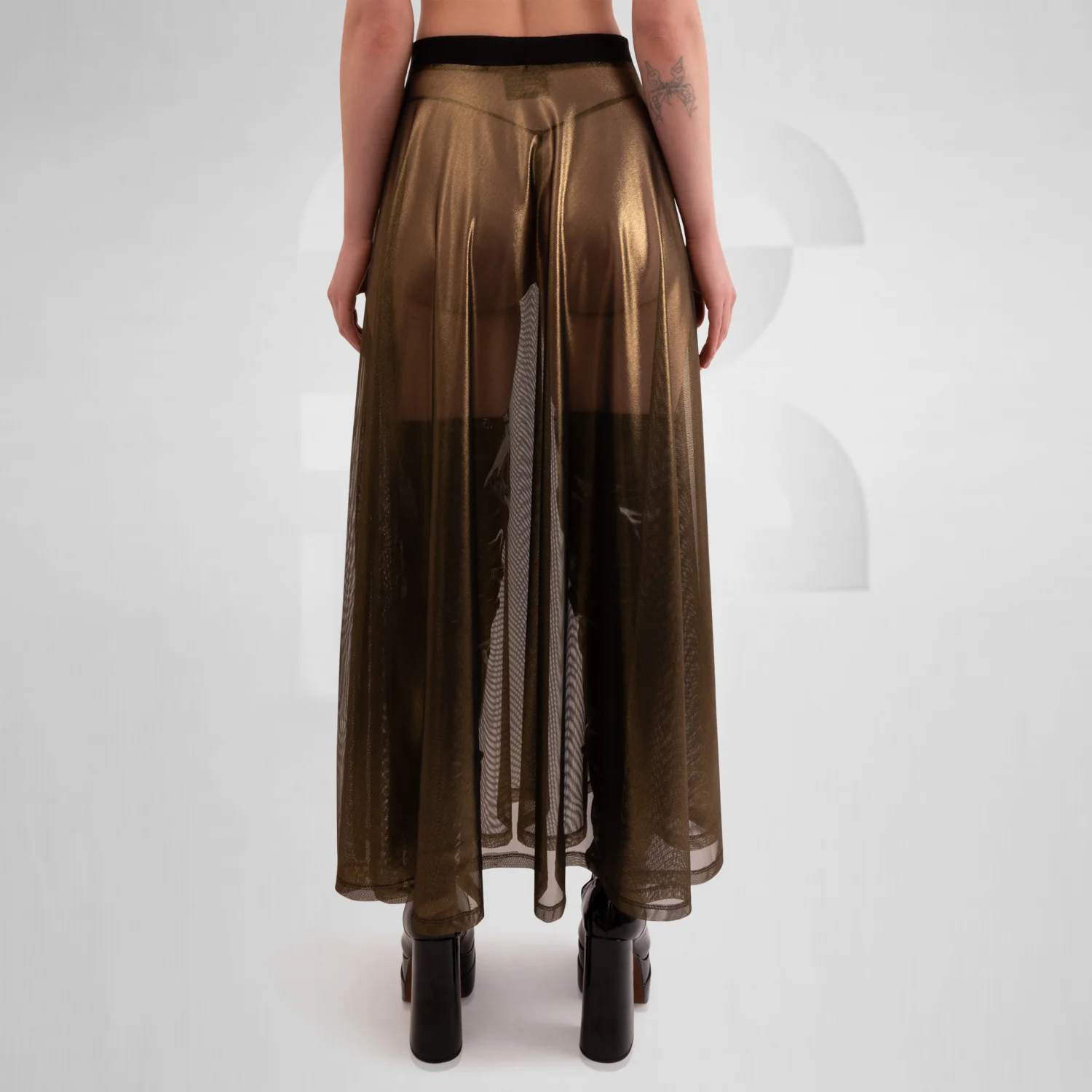 Sheer Metallic A-Line Maxi Skirt - Image 6