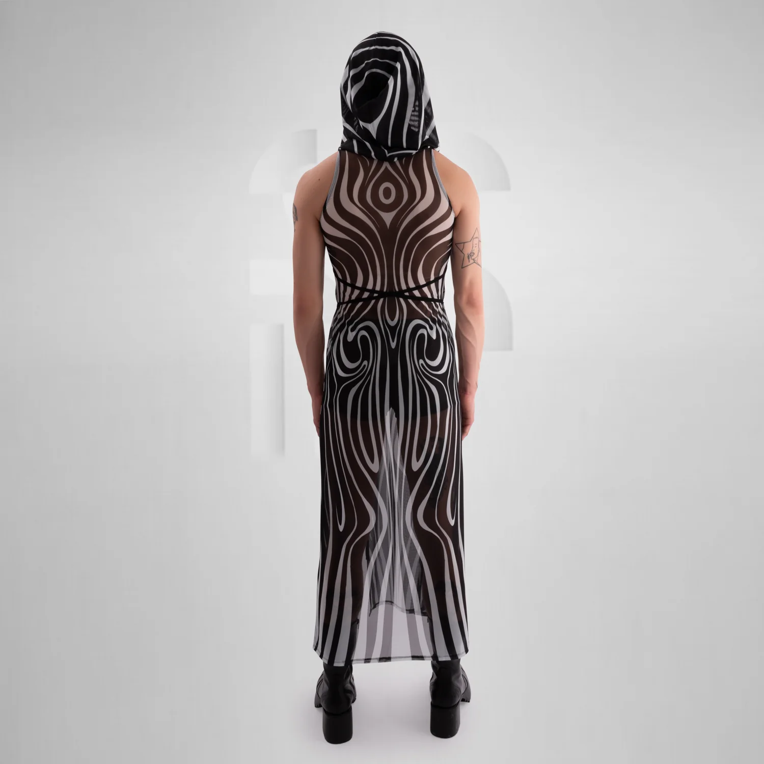Unisex Illusionary Mesh Hooded Dress - Image 10