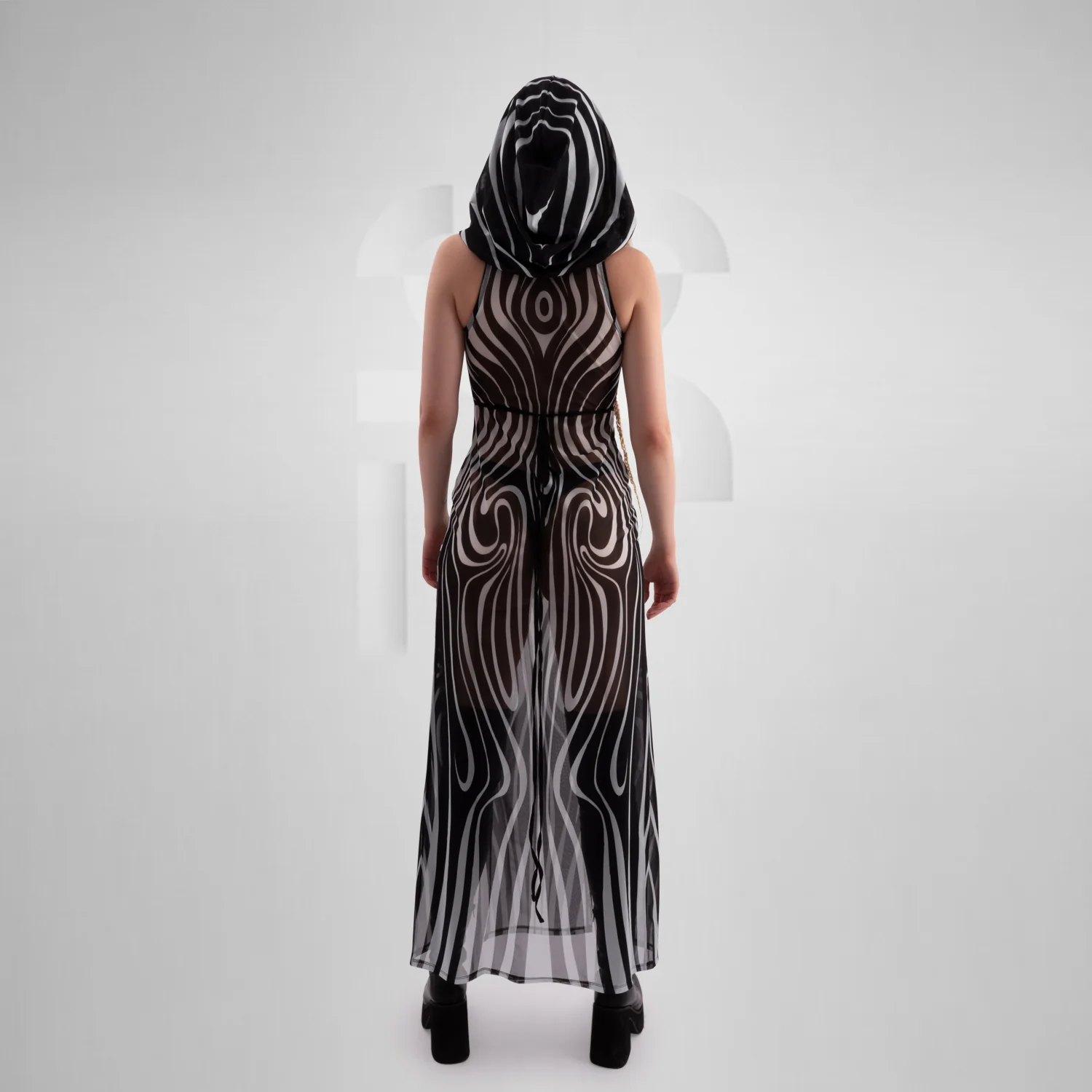 Unisex Illusionary Mesh Hooded Dress - Image 9