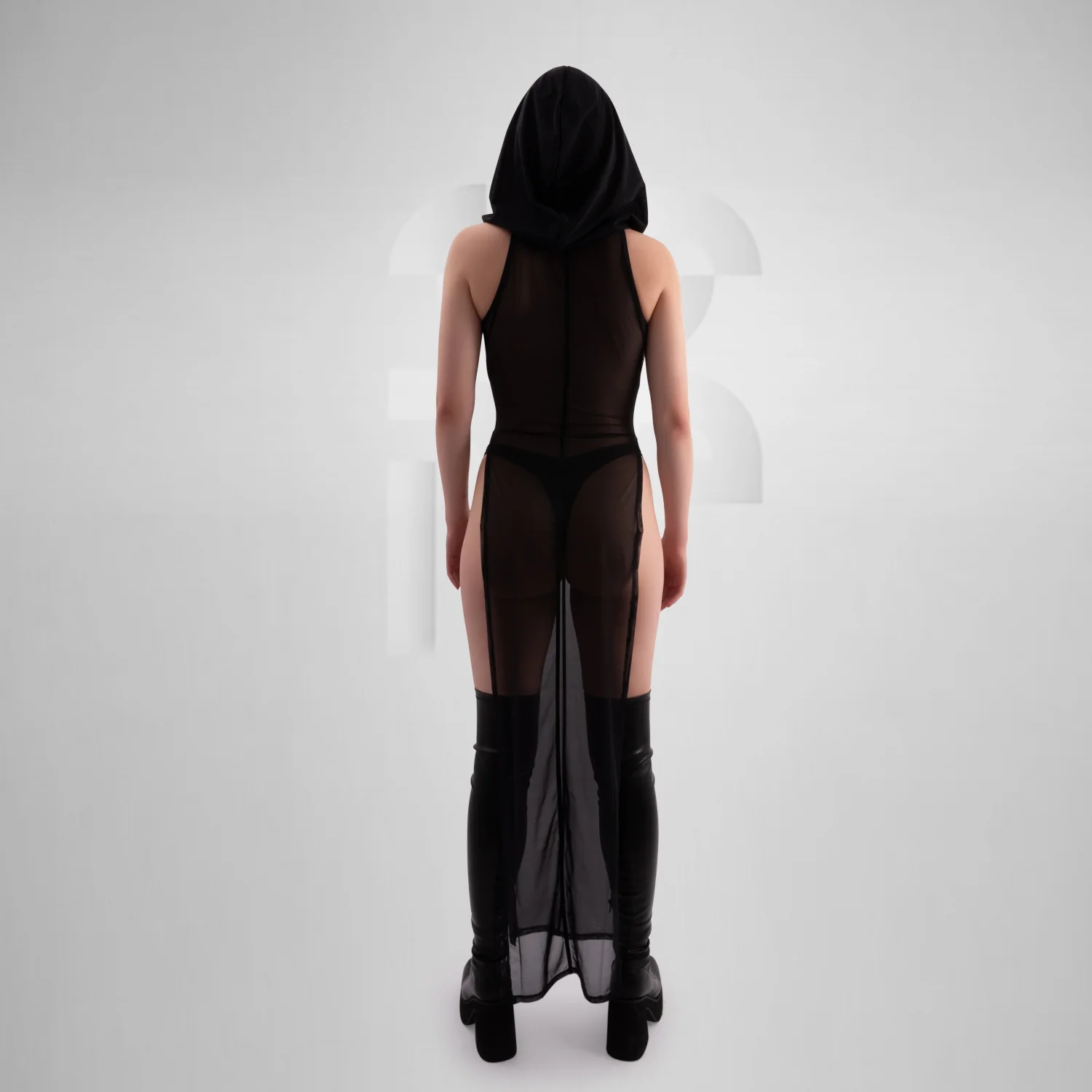 Unisex Witchy Mesh Dress with Slits - Image 6