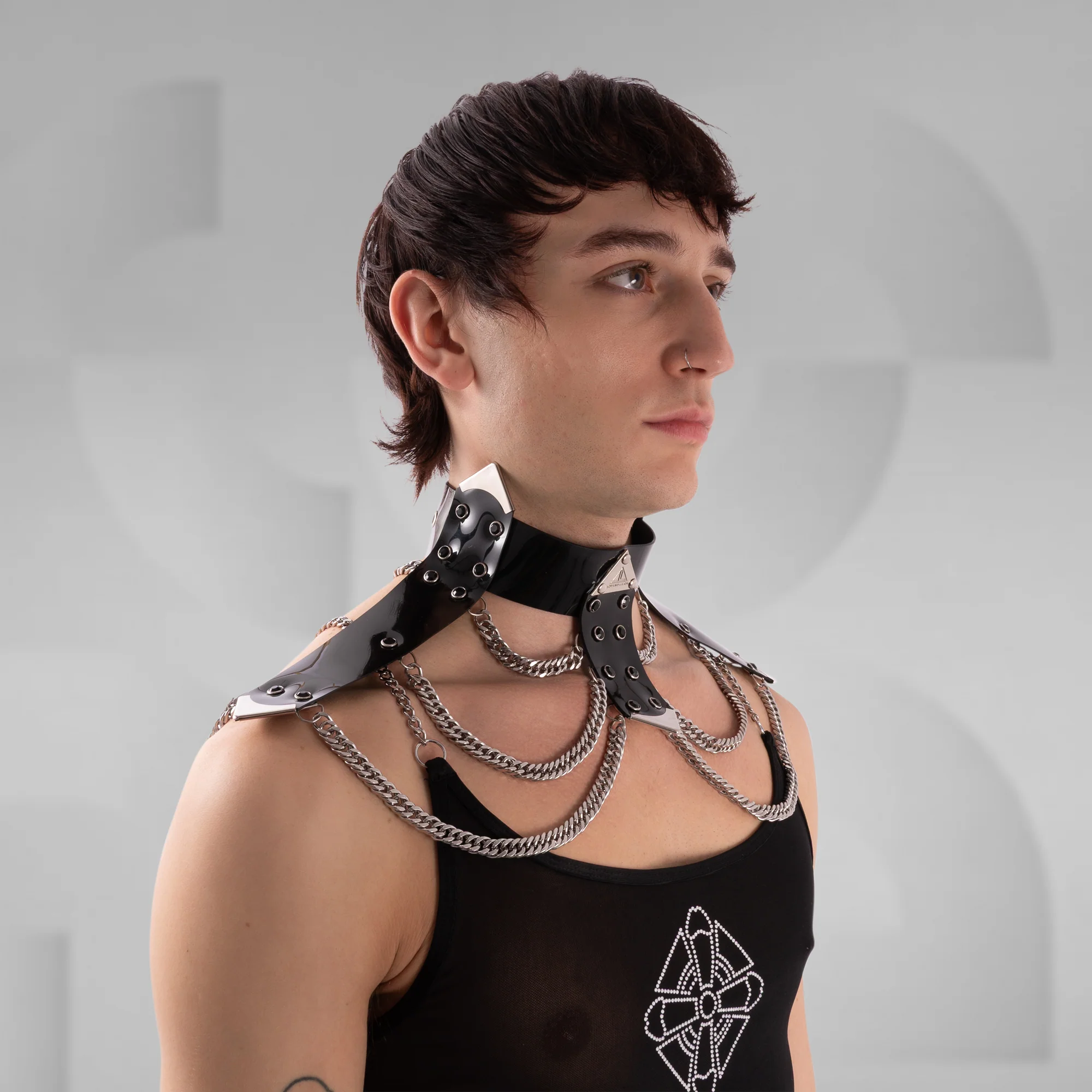 Vinyl Shoulder Choker with Chains - Image 5