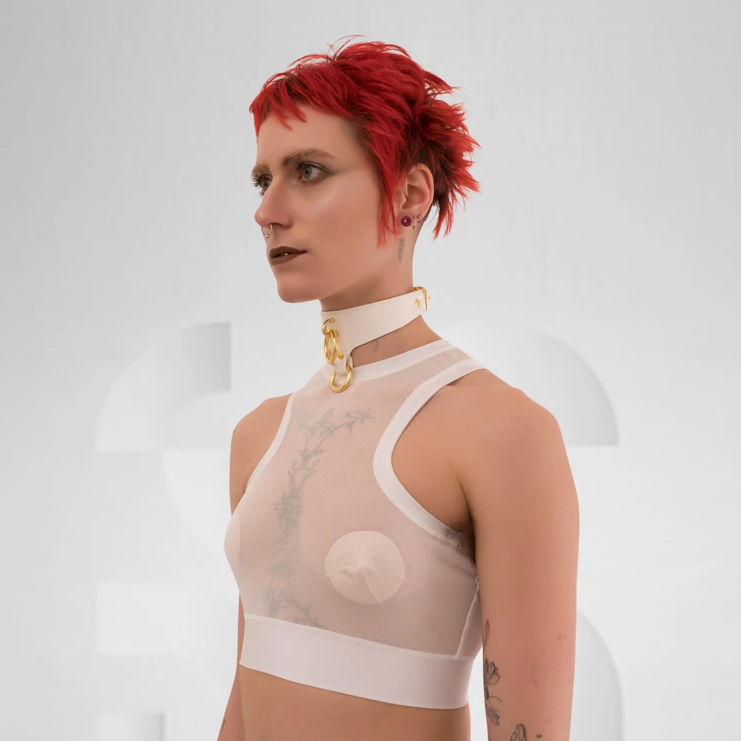 White Mesh Crop Tank Top - Image 4
