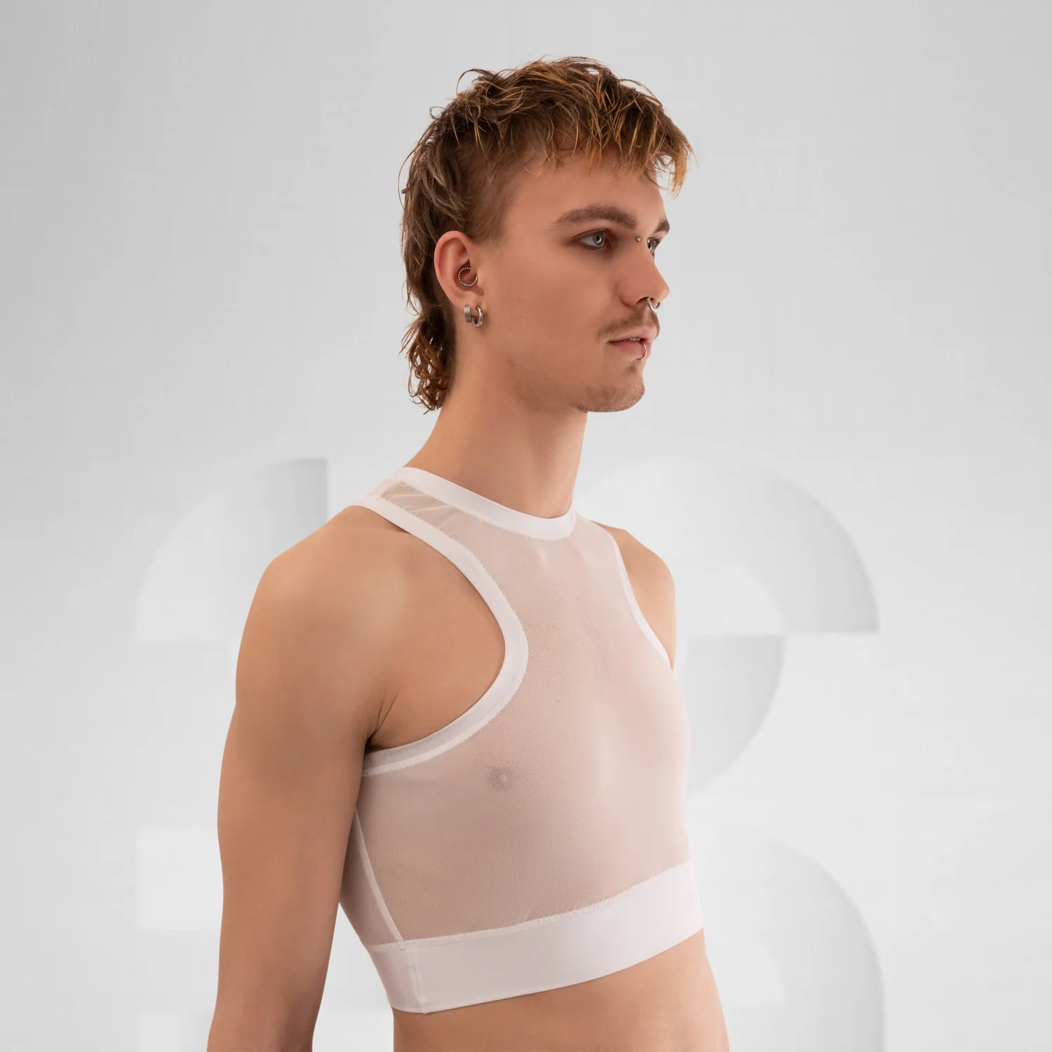 White Mesh Crop Tank Top - Image 5
