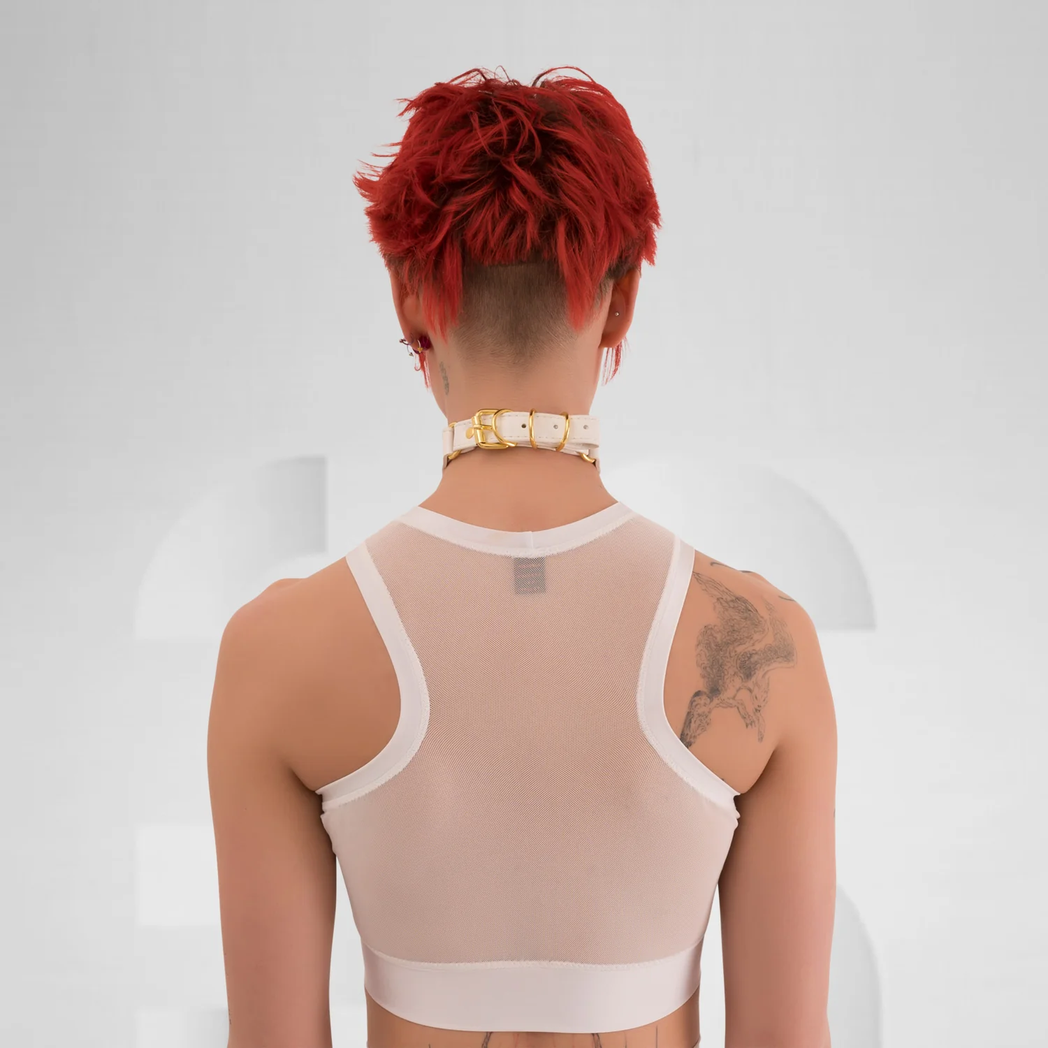 White Mesh Crop Tank Top - Image 7